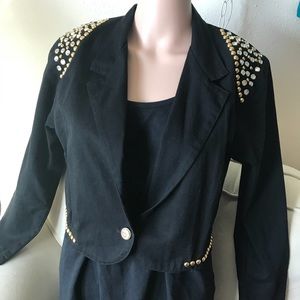 Vintage 80’s black studded cropped jacket.